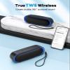 LENRUE Bluetooth Speakers, Waterproof Portable Speakers with TWS, 24 Playtime, Stereo Sound, Wireless for Home Shower Pool Beach Outdoor (Black) view 4