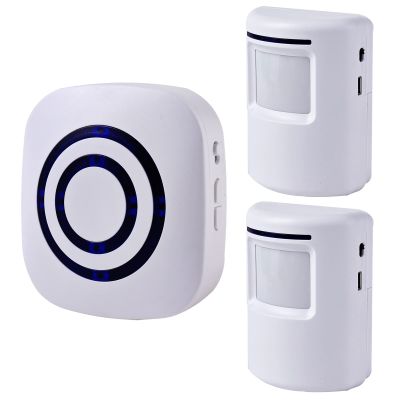 Motion Sensor Alarm - Seanme Wireless Driveway Alarm 100m Long Distance Signal Transmission, Home Security Alarm System Motion Sensor Doorbell with 38 Chime Tunes (1 reciver and 2 Sensor)