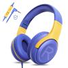 Kids Headphones Wired with Microphone for ipad Computer Laptop for Boys Girls Volume Limit Foldable Over Ear Headset for School 3.5mm Jack view 1