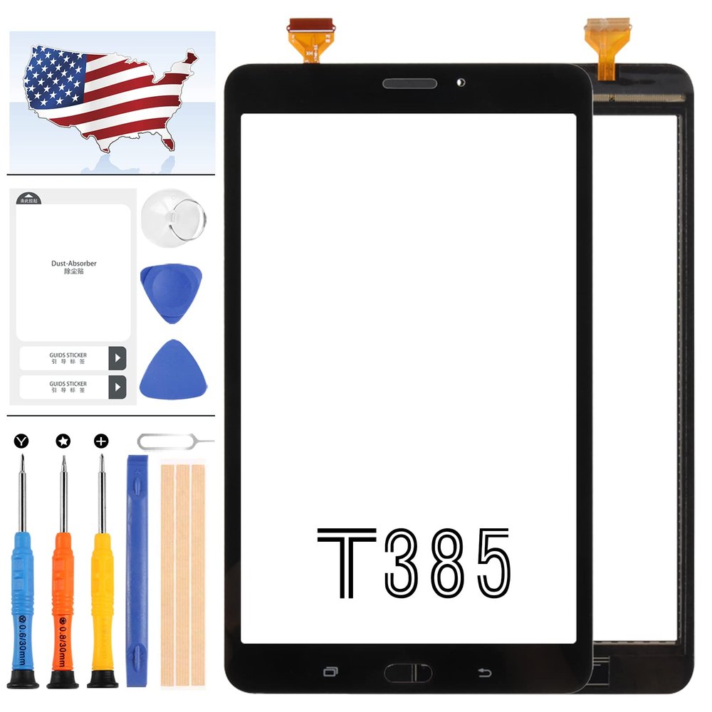 for Samsung Galaxy Tab A 8.0 2017 T385 Screen Replacement SM-T385 Touch Screen Sensor Digitizer Assembly Glass Panel Full Repair Parts Kit with Tools (Black)