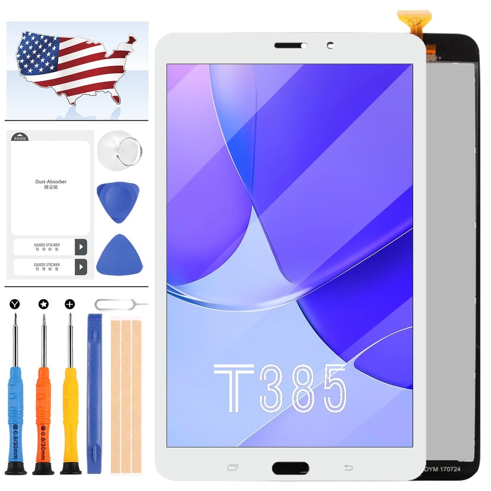 for Samsung Galaxy Tab A 8.0 2017 T385 LCD Screen Replacement for SM-T385 Display Matrix Touch Screen Sensor Digitizer Assembly Glass Repair Parts Kits with Tools (White)