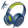 awatrue Kids Headphones for School Toddler Wired with Microphone Plug in Bulk Boys Headset Girls 3+ Year Old Blue Green shareport Phones Teen Volume Control Airplane Two People Childrens Babies view 1