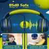 awatrue Kids Headphones for School Toddler Wired with Microphone Plug in Bulk Boys Headset Girls 3+ Year Old Blue Green shareport Phones Teen Volume Control Airplane Two People Childrens Babies view 3