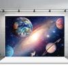 10x8FT Universe Outer Space Theme Backdrop Solar System Universe Galaxy Photography Background Milky Way Science Fiction Photo Studio Props for Children Happy Birthday Party Decor Banner view 2