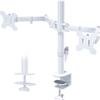 BONTEC Dual Monitor Desk Mount, Full Motion Adjustable White Monitor Stand for 1327 Inch Screens, Heavy Duty Arms Hold 22 lbs Each, VESA 75x75/100x100, C Clamp and Grommet Base, Cable Management view 1