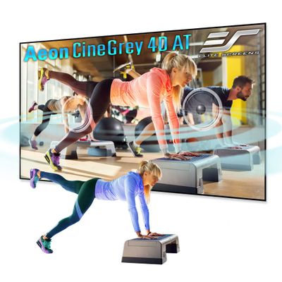 Elite Screens Aeon CineGrey 4D Acoustically Transparent, 110" Diag. 16:9, 4K/8K Ceiling Ambient Light Rejecting (CLR/ALR) Fixed Frame Edge Free Sound Transparent Projector Screen, AR110H-ATD4