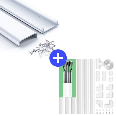 Cable Concealer Raceway Kit, 85in+62.8in PVC Cord Cover for Wall Mounted TV, Paintable Cord Hider to Hide Wires for TV and Computers Wires in Home Office, White