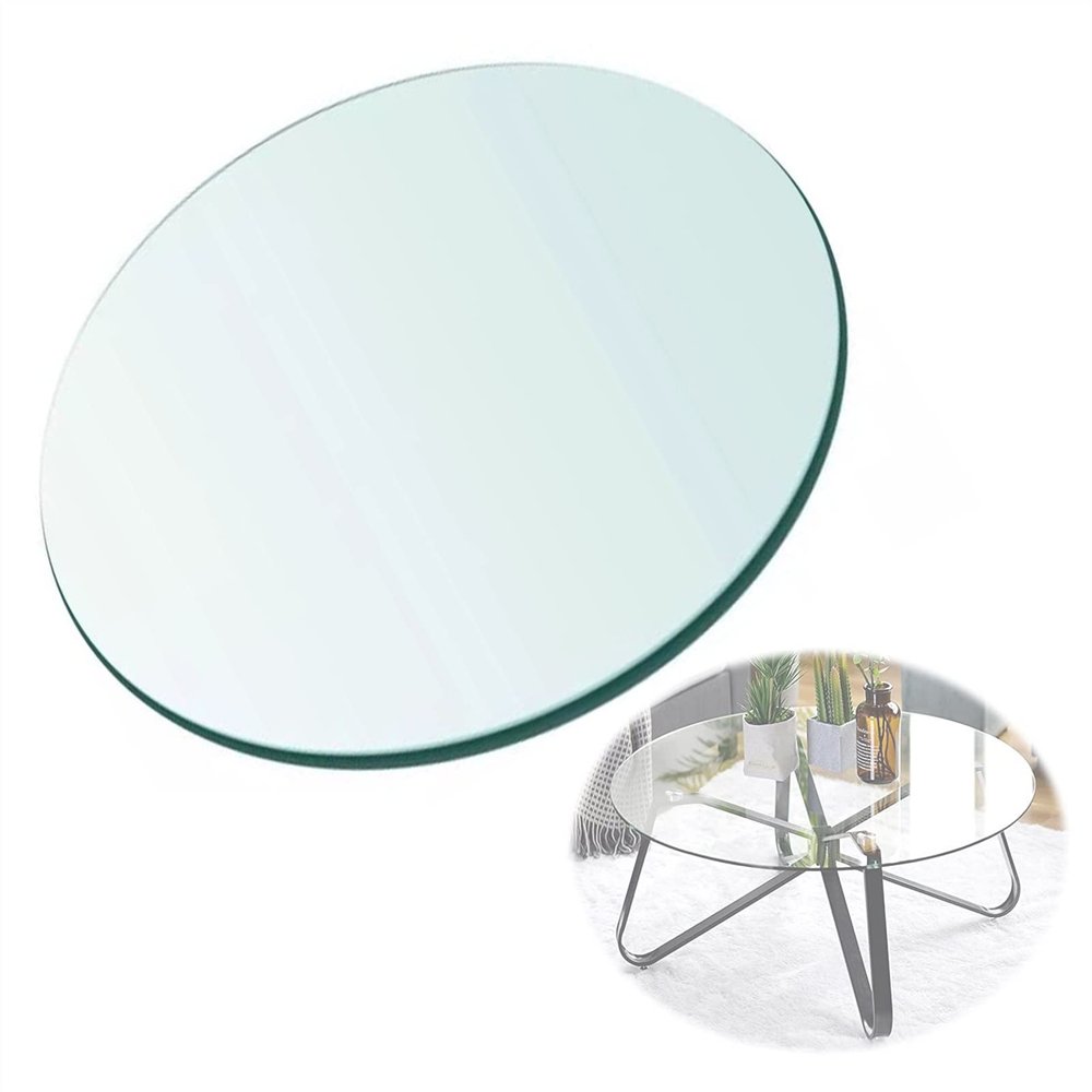 KDLKCT6 Tempered Glass Table Top,Strong Hardness,Protect The Desktop,Plate Glass,Round Glass Top 15in17in20in21in25in27in28in,Thickness: 9mm, Polished Edge (Color : Clear, Size : 38CM(15IN))