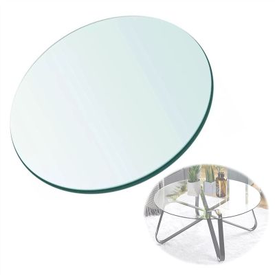 KDLKCT6 Tempered Glass Table Top,Strong Hardness,Protect The Desktop,Plate Glass,Round Glass Top 15in17in20in21in25in27in28in,Thickness: 9mm, Polished Edge (Color : Clear, Size : 58CM (23IN))