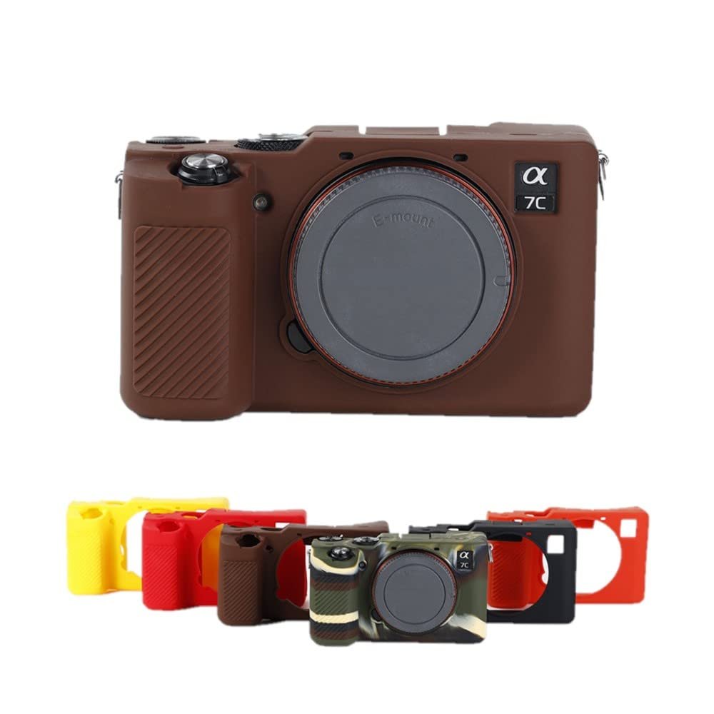 Silicone Brown Camera Case Armor Skin Body Cover Protector for Sony Alpha 7c A7c mirrorless Camera, Brown, camera case