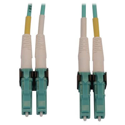 Tripp Lite Switchable Fiber Cable, 400G Duplex Multimode 50/125 OM4 (LC Duplex-PC/LC Duplex-PC), Round LSZH Jacket Aqua, 10 Meters / 32.8 Feet, Lifetime Limited Manufacturer's Warranty (N820X-10M-OM4)