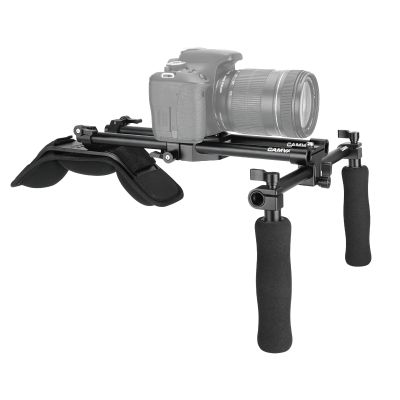 CAMVATE Handheld Shoulder Mount Kit with Sliding Base Plate & Sponge-Covered Handgrip Pair for DSLR Camera - 3029
