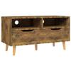 vidaXL Engineered Wood TV Stand in Smoked Oak - Scandinavian Style TV Cabinet with Ample Storage Space and Sturdy Structure - Ideal for Living Room view 1