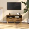 vidaXL Engineered Wood TV Stand in Smoked Oak - Scandinavian Style TV Cabinet with Ample Storage Space and Sturdy Structure - Ideal for Living Room view 2