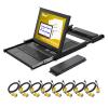 17" LCD KVM Console 8 Port VGA, Yinker Rackmount KVM Switch Fit 1U 19" Rack, Keyboard Monitor Touchpad Drawer Integrated + Cables view 1