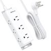 Surge Protector Power Strip - 9 Widely Spaced Multi Outlets, Wall Mount, 3 Side Outlet Extender with Extension Cord, Flat Plug, Overload Protection, Home Office Dorm Room Essentials (5FT, White) view 1