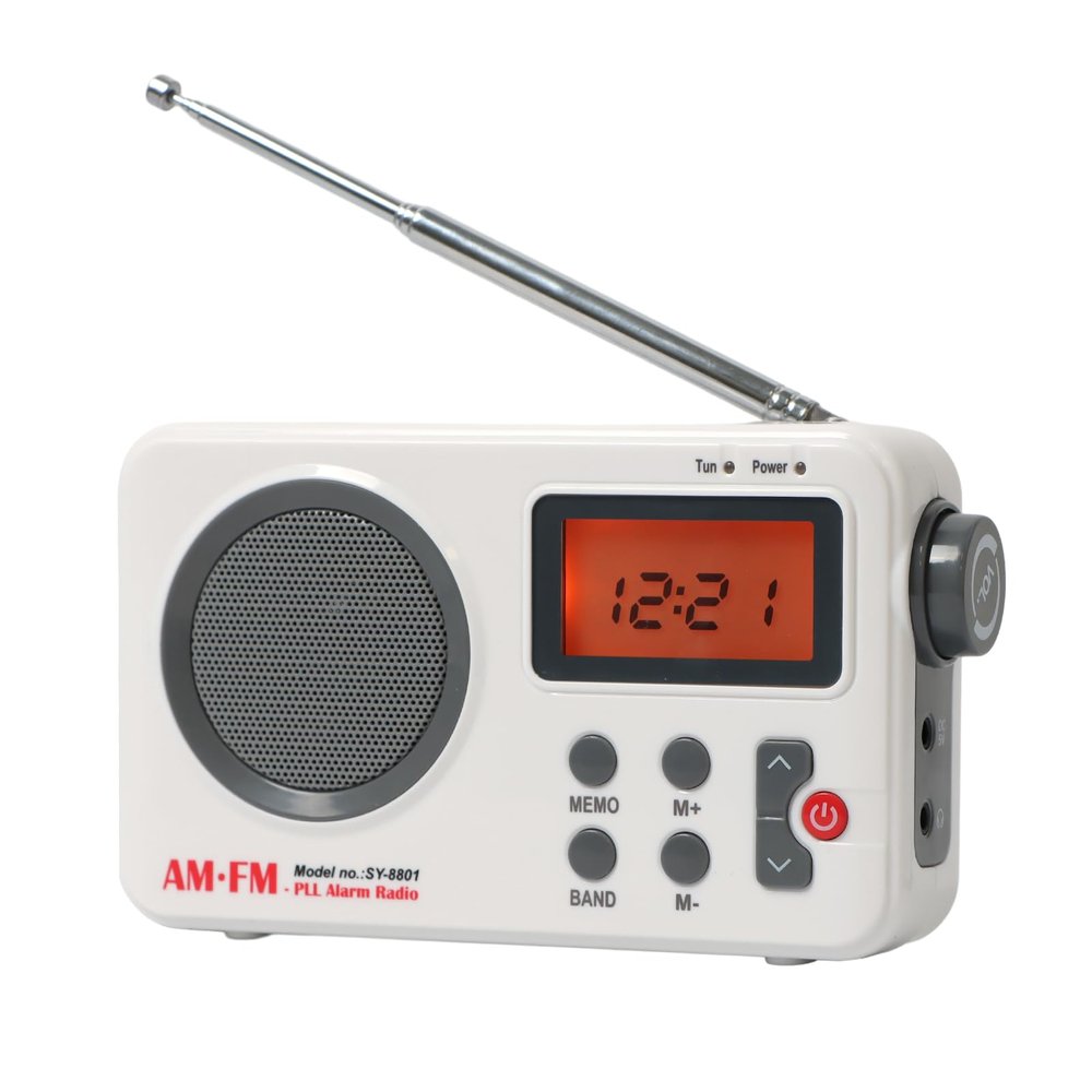 Portable Shower Speaker With LCD Display, AM/FM Radio/RDS System, Long Playback Time, 20 Preset Stations for Bathroom, Hot Tub, Outdoor (White)