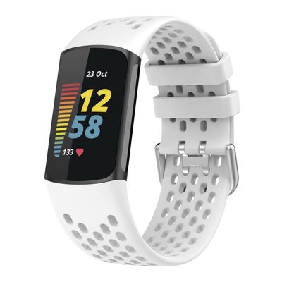 BabyValley Bands Compatible with Fitbit Charge 5 Bands, Replacement Soft Silicone Watch Straps Soft Wristband for Fibit Charge 5 Fitness & Health Tracker Women&Men (White)