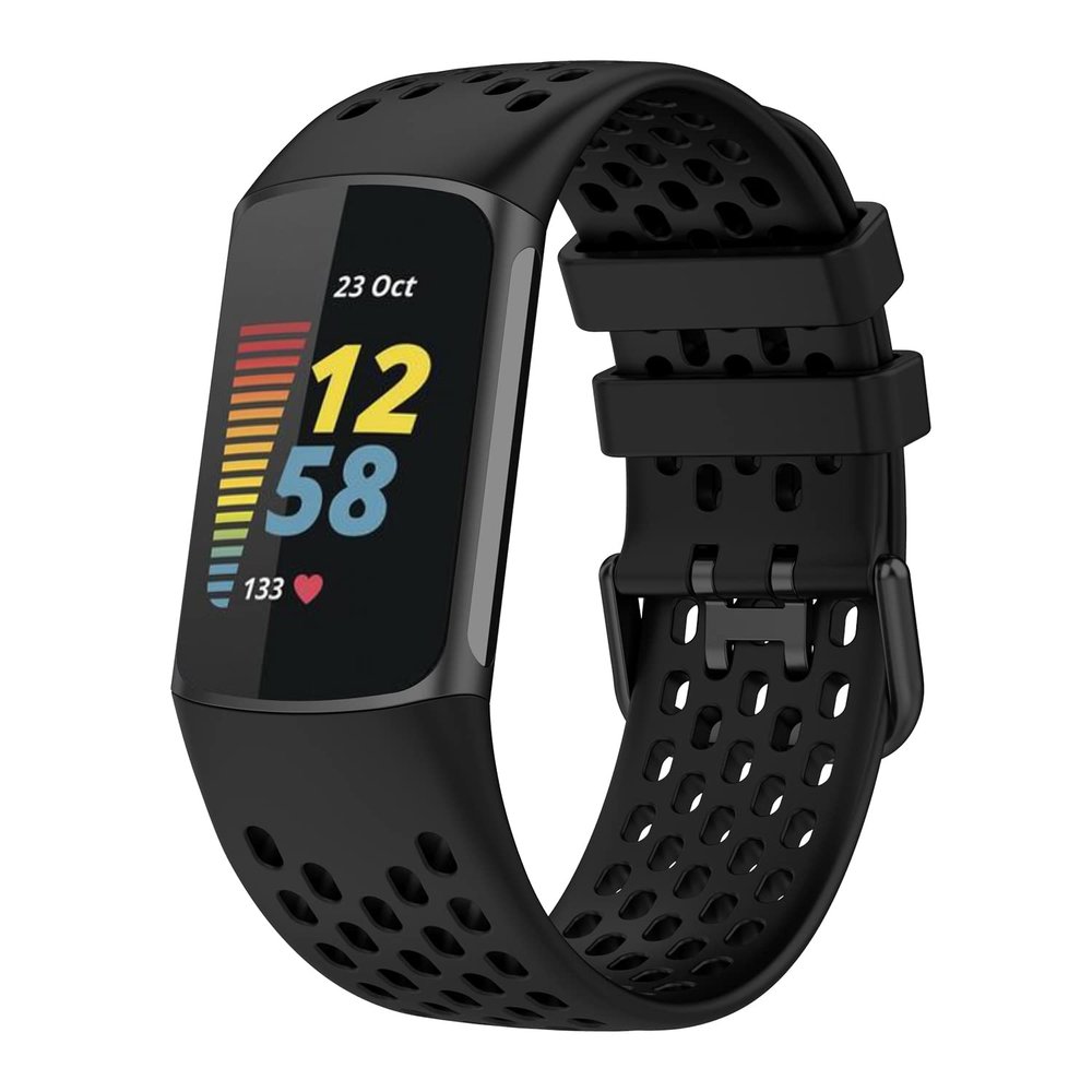 BabyValley Bands Compatible with Fitbit Charge 5 Bands, Replacement Soft Silicone Watch Straps Soft Wristband for Fibit Charge 5 Fitness & Health Tracker Women&Men (Black)