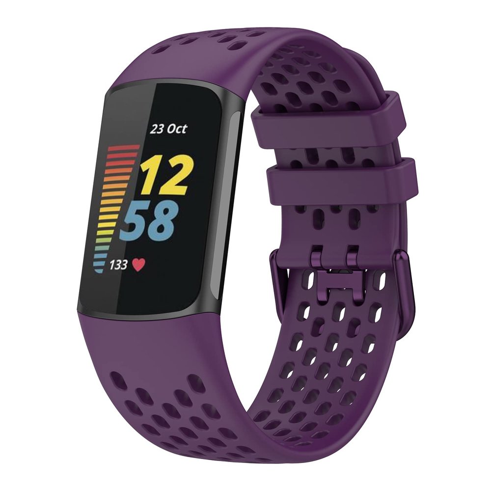 BabyValley Bands Compatible with Fitbit Charge 5 Bands, Replacement Soft Silicone Watch Straps Soft Wristband for Fibit Charge 5 Fitness & Health Tracker Women&Men (Deep purple)