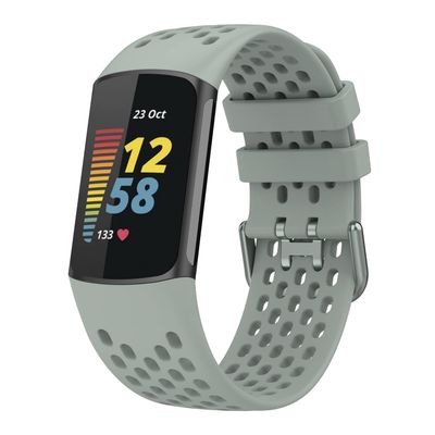 BabyValley Bands Compatible with Fitbit Charge 5 Bands, Replacement Soft Silicone Watch Straps Soft Wristband for Fibit Charge 5 Fitness & Health Tracker Women&Men (Grey)