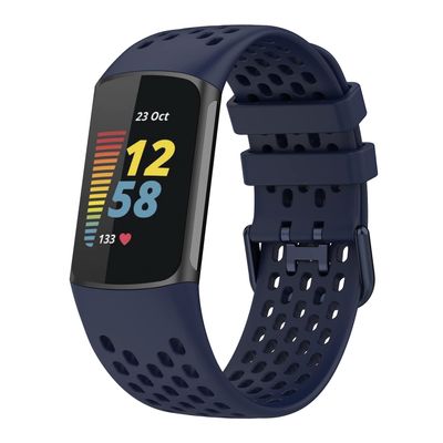 BabyValley Bands Compatible with Fitbit Charge 5 Bands, Replacement Soft Silicone Watch Straps Soft Wristband for Fibit Charge 5 Fitness & Health Tracker Women&Men (Navy Blue)