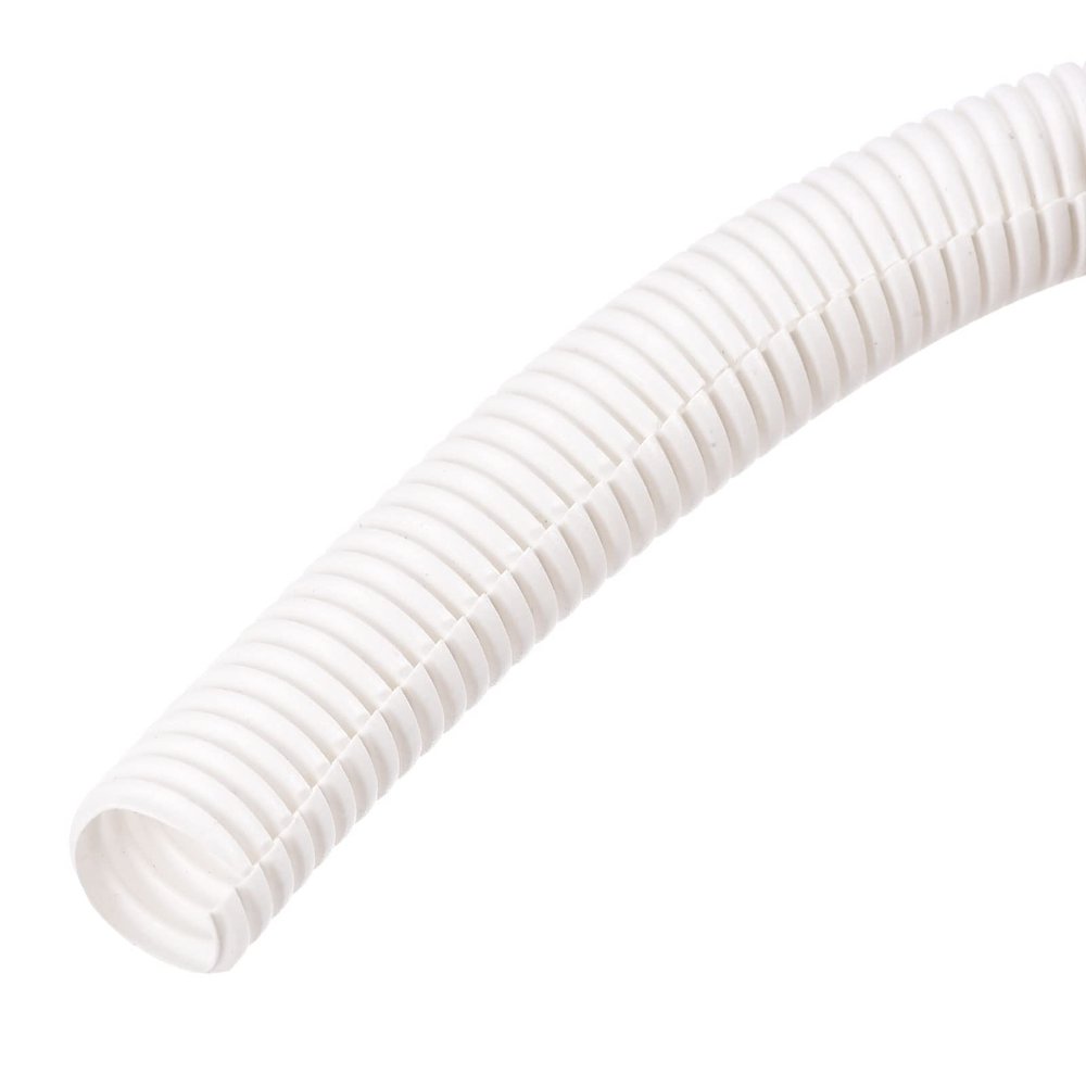 MECCANIXITY Split Wire Loom Tubing PE Corrugated Pipe Conduit 8M/26ft Length 17x21.2mm White for Wire Cable