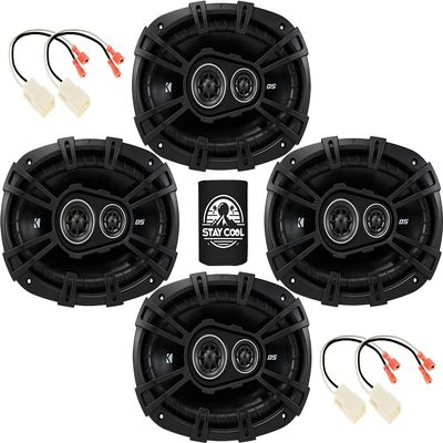 KICKER Speakers 6x9 inch for Jeep Renegade 2015-2020 Upgrade Kit - 4 Pack of DS Series with Harness, Car Audio Front and Rear Door Speaker DSC6930, 43DSC69304