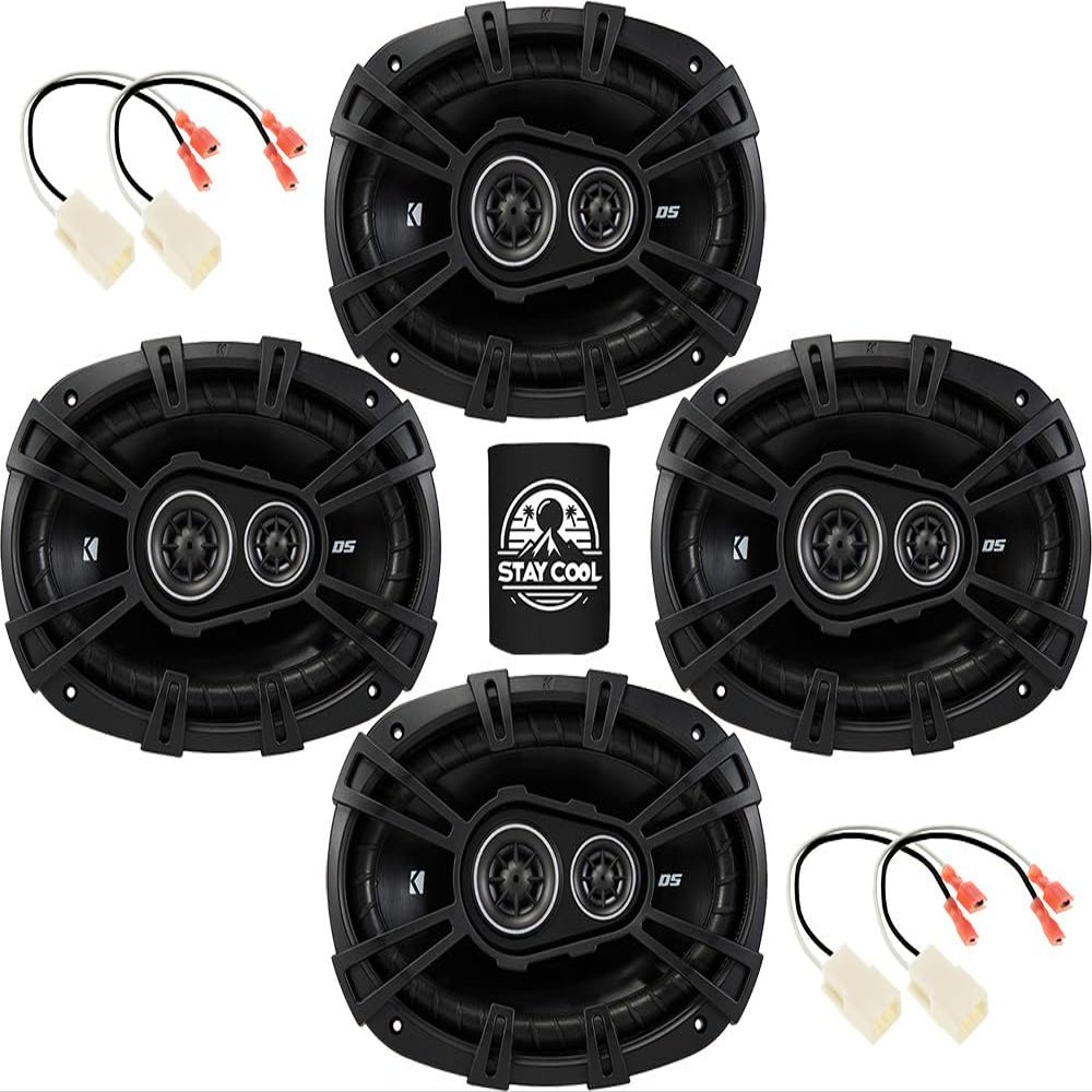 KICKER Speakers 6x9 inch for Jeep Renegade 2015-2020 Upgrade Kit - 4 Pack of DS Series with Harness, Car Audio Front and Rear Door Speaker DSC6930, 43DSC69304