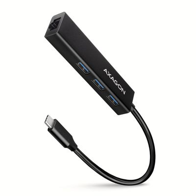 AXAGON Compatible HMC-GL3A USB-C-Hub, 3X USB-A, Gbit-LAN, Schwarz