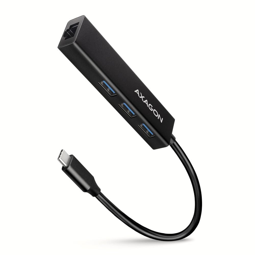 AXAGON Compatible HMC-GL3A USB-C-Hub, 3X USB-A, Gbit-LAN, Schwarz