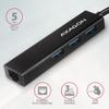 AXAGON Compatible HMC-GL3A USB-C-Hub, 3X USB-A, Gbit-LAN, Schwarz view 2