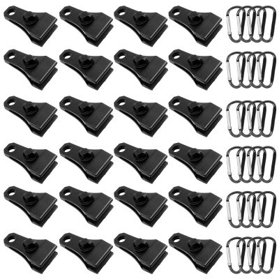 Upgrade Large Tarp Clips Heavy Duty Lock Grip -Total 48 PCs Tarp Clamps Thumb Screw Tent Fasteners Clips with Carabiner for Camping Awnings Caravan Canopies Car Truck Pool Boat Cover Clips