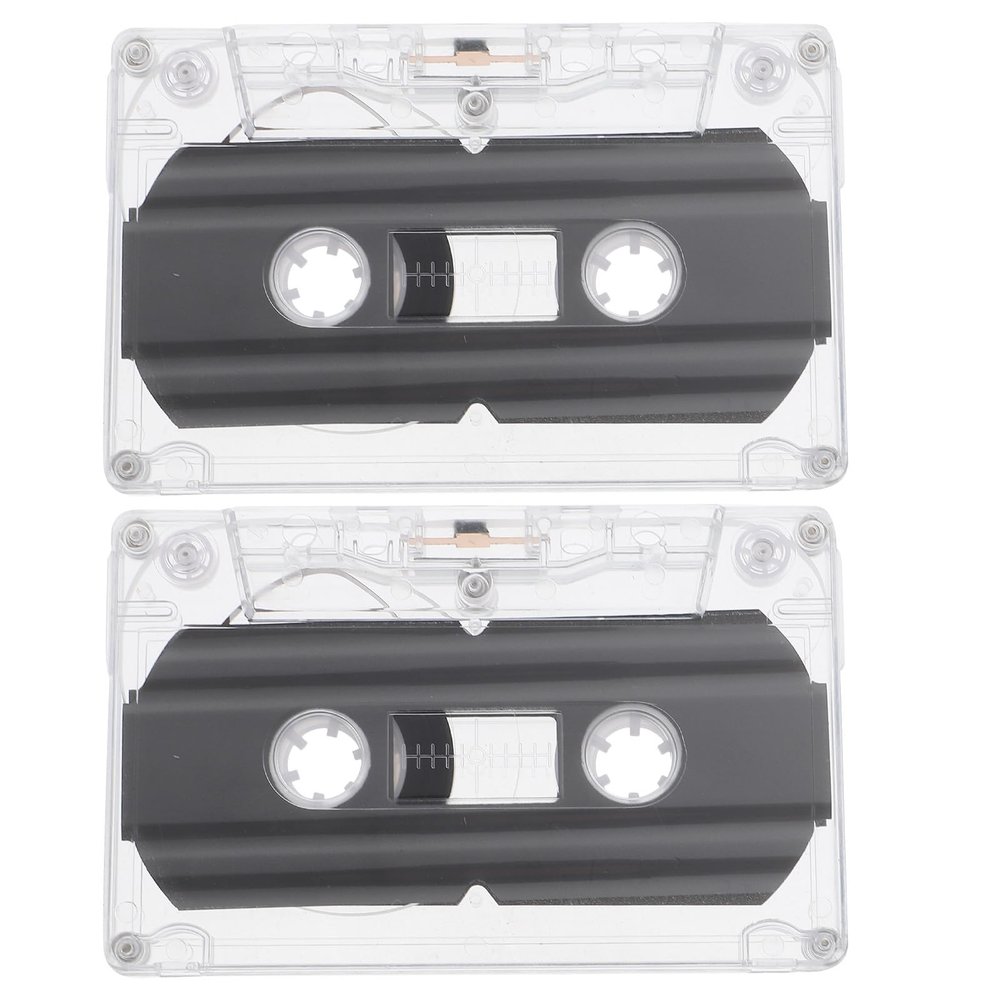 ARTIBETTER 30 Minute Blank Cassette Tapes 2 Pack Transparent Shell Audio Tape for Voice Recording Music Teaching DIY Supplies