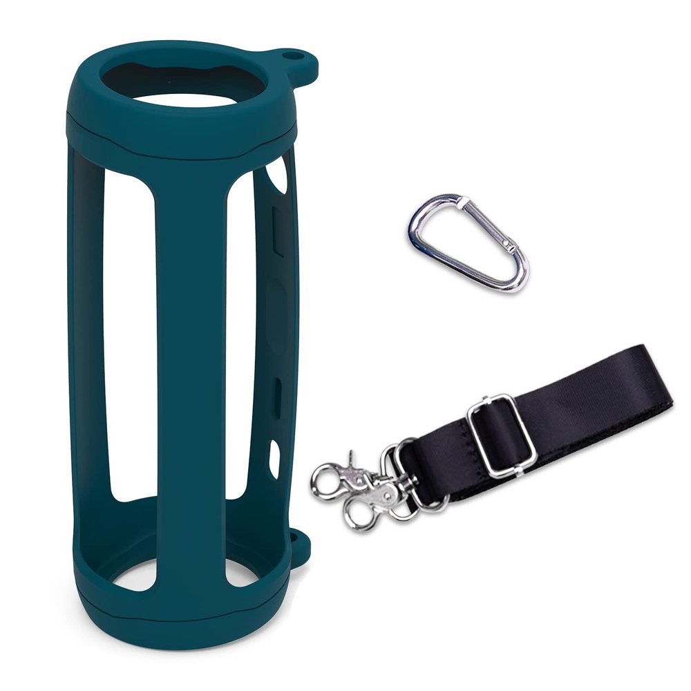 LTGEM Silicone Protective Case for JBL Flip 6 Portable Bluetooth Speaker with Extra Carabiner and Strap- Blue (Case Only)