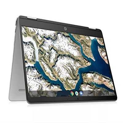 HP Chromebook x360 14-inch HD Touchscreen, 64GB eMMC, Intel Celeron N4020 2-in-1 Laptop (4GB RAM, USB-C, Wi-Fi, Webcam, SD Card Reader, Chrome OS) Silver, 14a-ca0036tg, Natural 14-14.99 inches