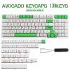 MOLGRIA Avocado and Milk Keycaps, PBT Honey 138 Set for Gaming Keyboard, XDA Dye Sublimation Custom Keycaps Japanese Font for Kailh Cherry MX 104/87/74/68/61 60 Keyboard ANSI Layout view 2
