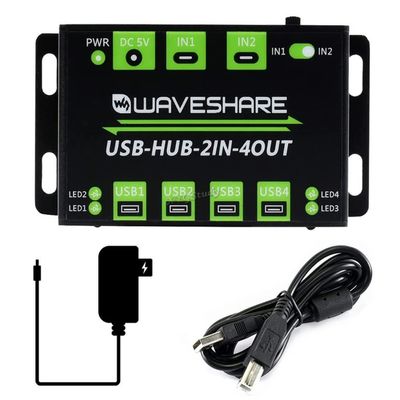 Industrial Grade USB HUB, Extending 4X USB 2.0 Ports, Switchable Dual Hosts @XYGStudy (USB-HUB-2IN-4OUT)