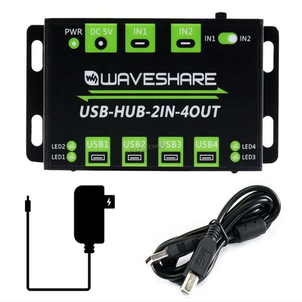 Industrial Grade USB HUB, Extending 4X USB 2.0 Ports, Switchable Dual Hosts @XYGStudy (USB-HUB-2IN-4OUT)