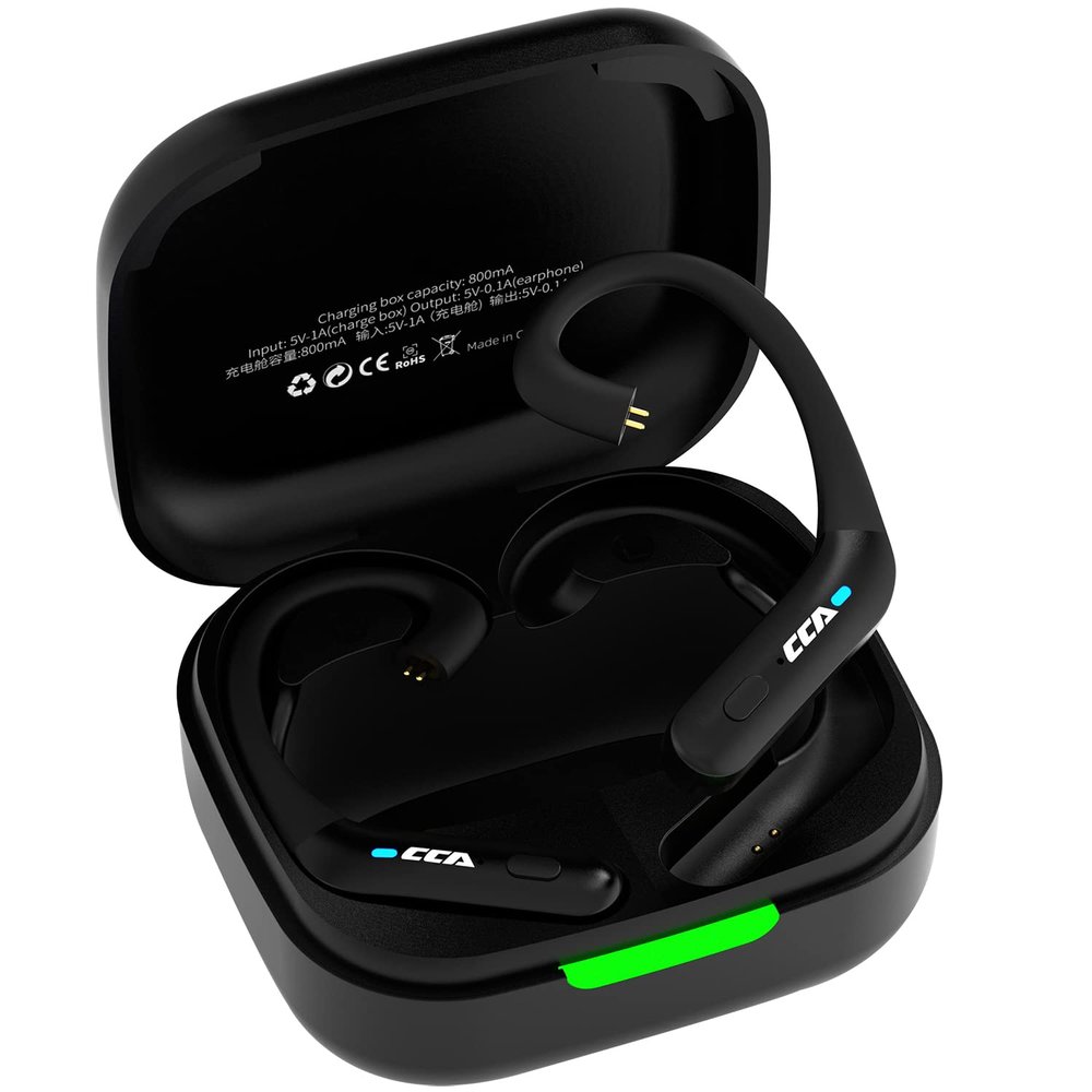 CCA BTX TWS Bluetooth 5.2 True Wireless Lossless AptX HiFi Earhooks Adapter with Microphone C Pin Suitable for in-Ear Headphones/Earbuds, Such as C12, etc.