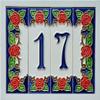 15cm x 4.8cm Hand-painted Italian Red Rose Ceramic House Numbers Tiles, Letters & Frames (White 3 Tile Frame) view 2