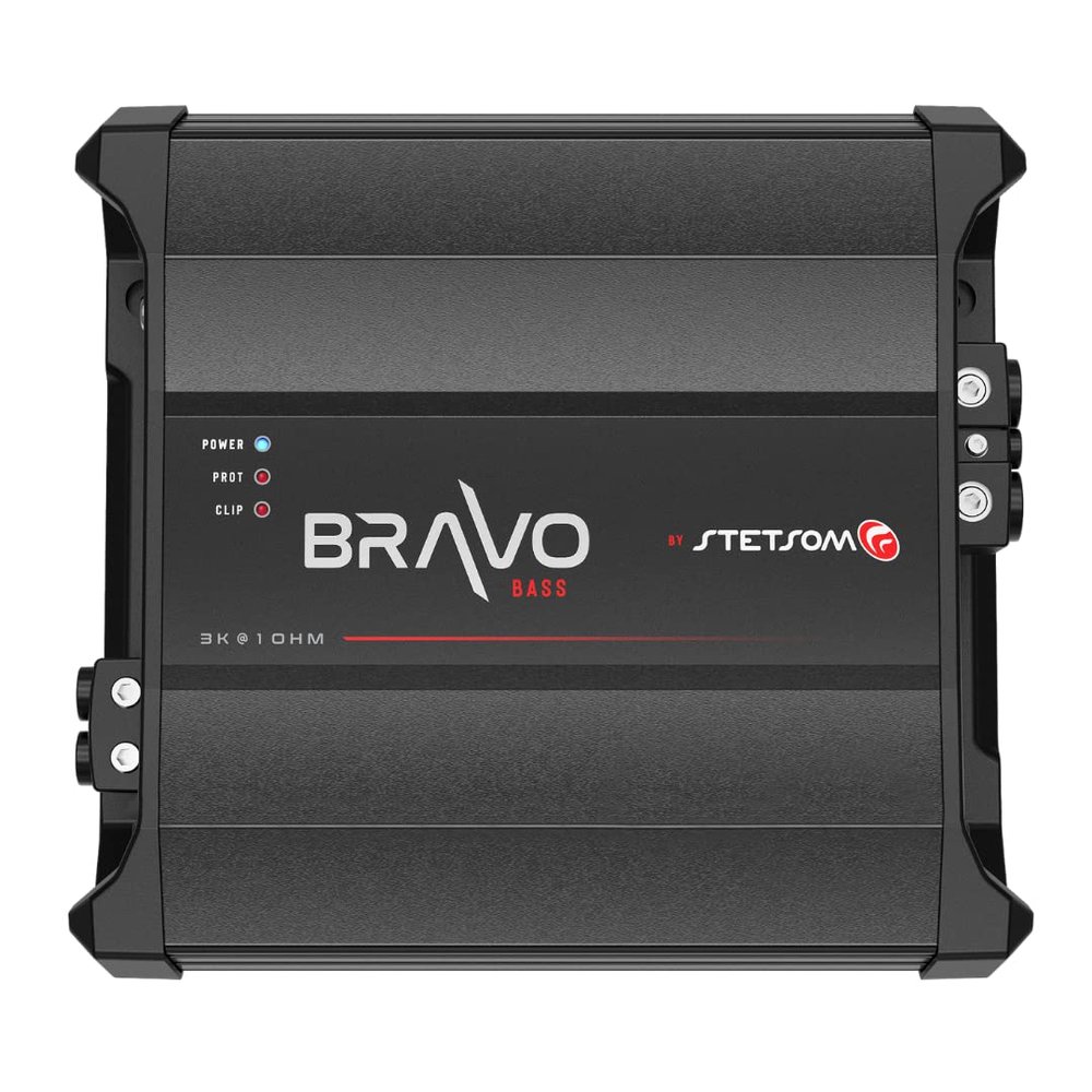 Stetsom Bravo BASS 3000 1 Ohm Mono Subwoofer Car Audio Amplifier, 3000.1 3K Watts RMS, 1 Stable, 3000x1, Monoblock, Sound Quality, Crossover & Bass Boost 3000W Sub Amp, Smart Coolers