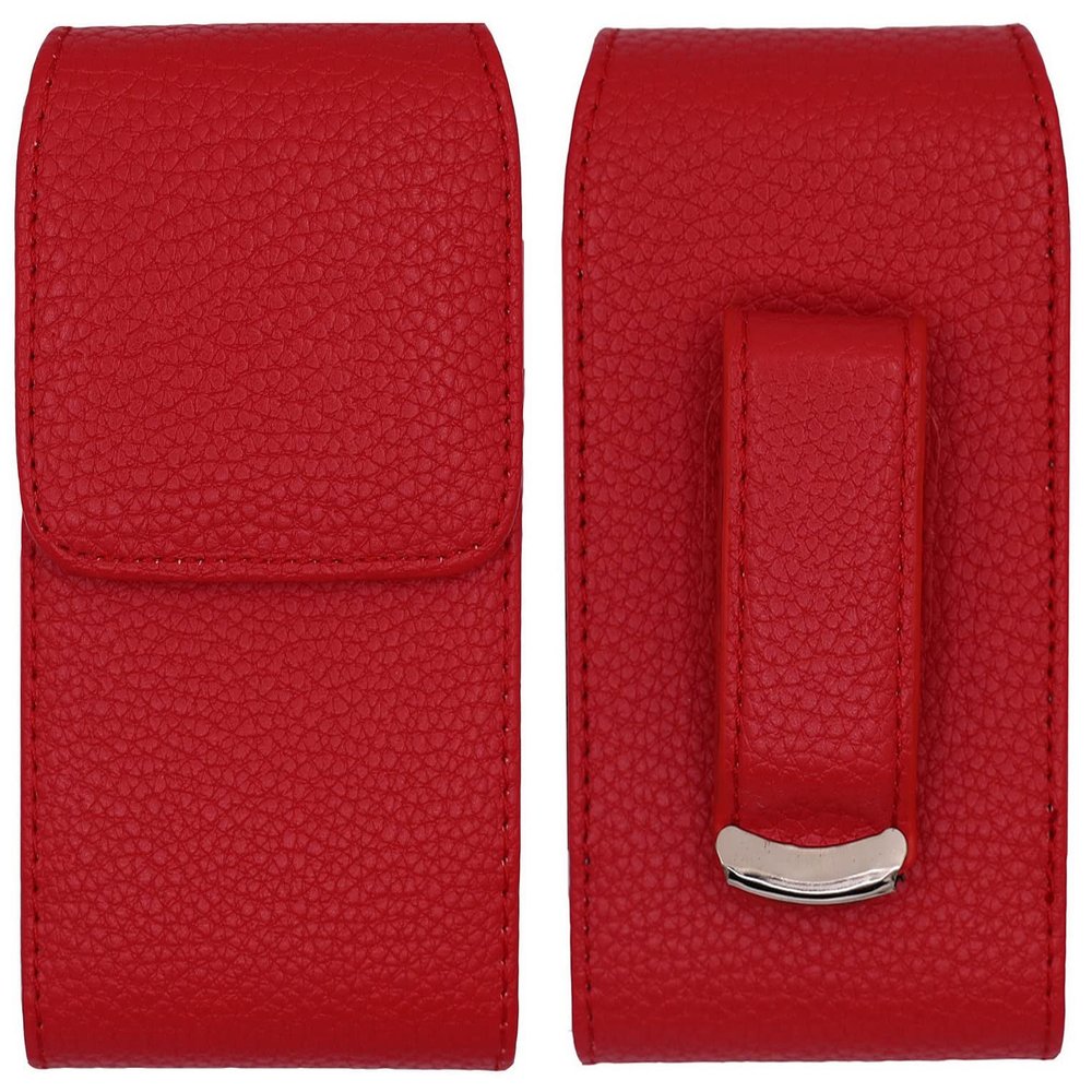 (RED/VERTICAL1) Classic Carry Pouch case with Belt Clip for Dexcom G6 Mobile CGM Receiver