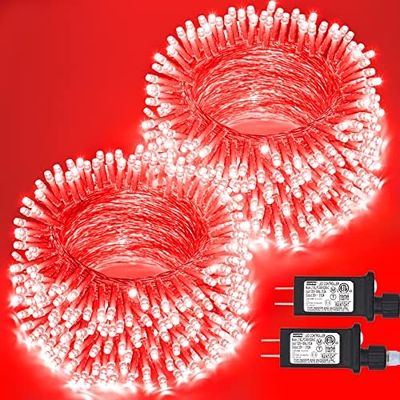 JMEXSUSS 2 Pack Red Halloween Lights Indoor, 100 LED 33FT Red String Lights