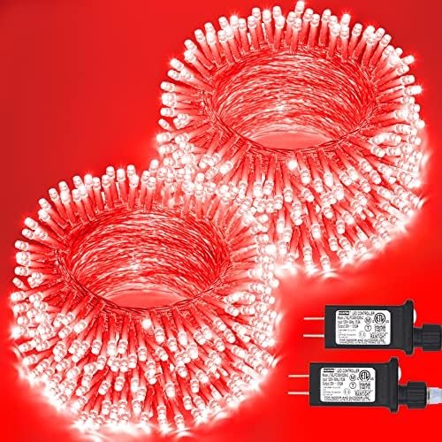JMEXSUSS 2 Pack Red Halloween Lights Indoor, 100 LED 33FT Red String Lights