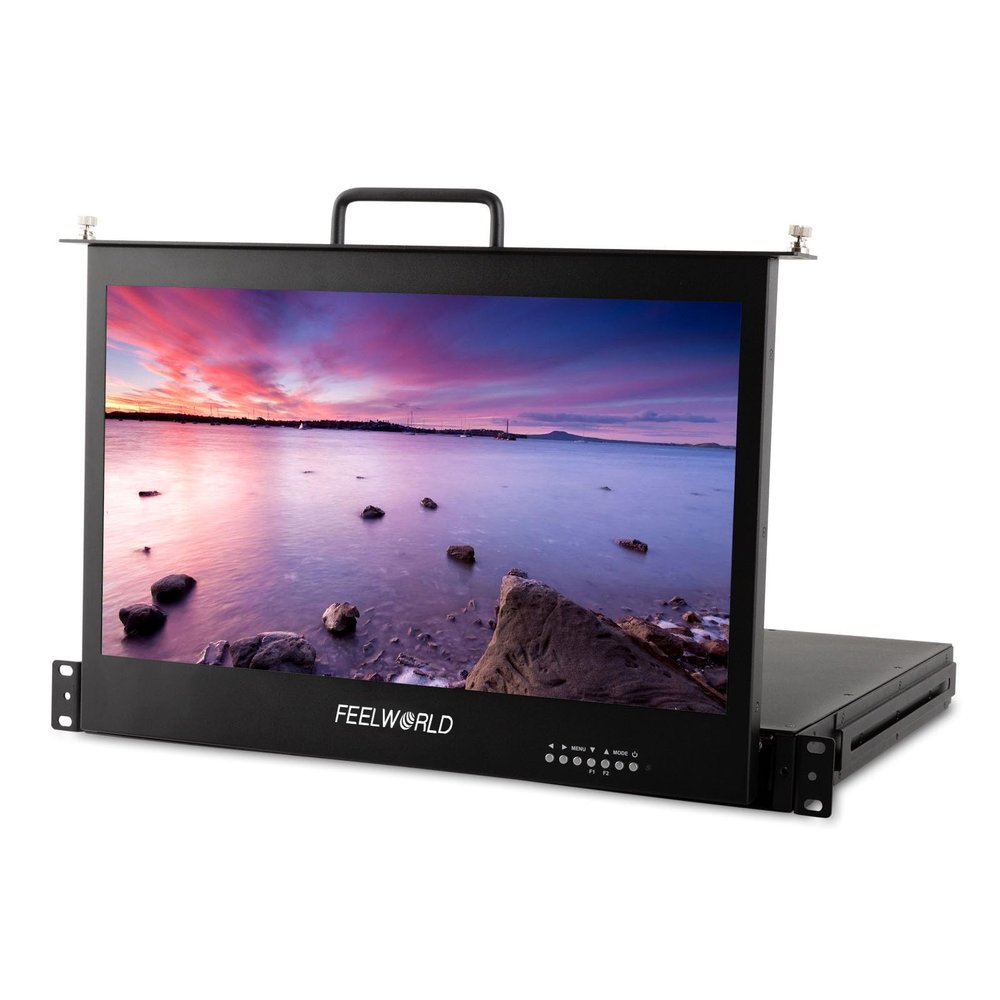 FEELWORLD 17.3 Inch 1RU Pull Out Rack Mount Monitor HDMI Camera Video Monitor Full HD 1920x1080 Broadcast LCD Monitor SC173-HD-56