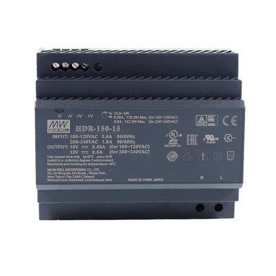 MW HDR-150W-12/15/24/48VDC 150W Step Rail Type New Switching Power Supply (HDR-150-15)