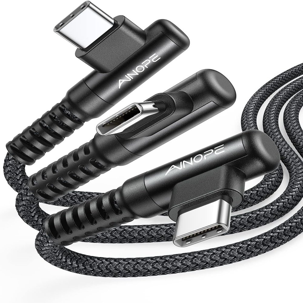 AINOPE Right Angle USB Type C Cable [3-Pack 3.3ft/6.6ft/10ft] 3.1A Fast Charging USB to USB C Cable, Nylon Braided USB C Charging Cable Compatible with Galaxy S21+ Ultra, iPad mini/Air/Pro, Pixel 6X