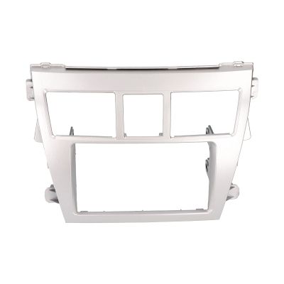 Aramox Radio Fascia, 2Din Radio Fascia Car Stereo Navigation Refitted Dash Panel Kit Frame ABS Silver Fit for Belta Sedan