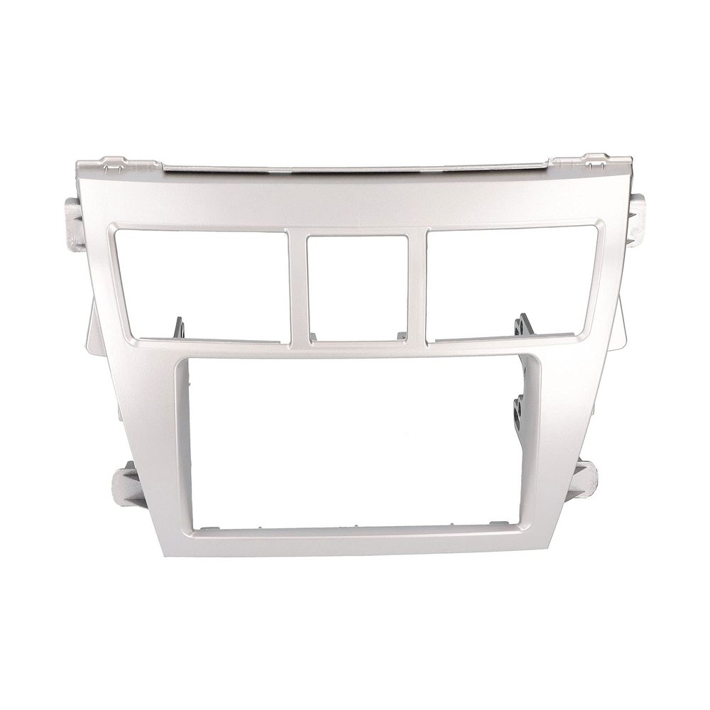 Aramox Radio Fascia, 2Din Radio Fascia Car Stereo Navigation Refitted Dash Panel Kit Frame ABS Silver Fit for Belta Sedan